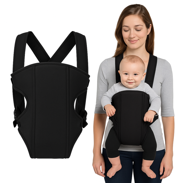 Black baby carrier belt with adjustable ergonomic design
