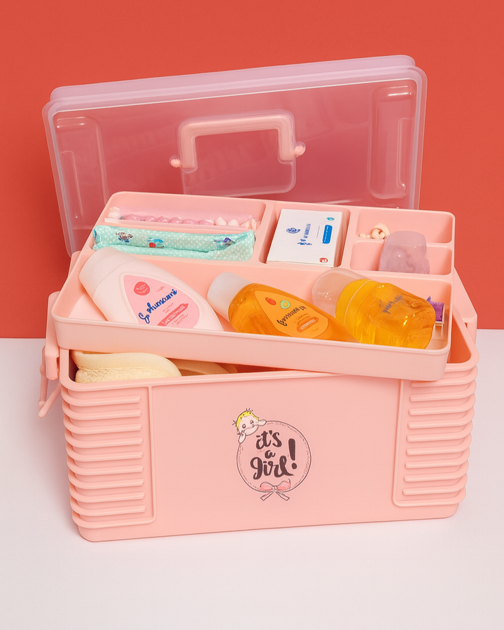 Multi-purpose baby storage accessories box for diapers, wipes, clothes & toys