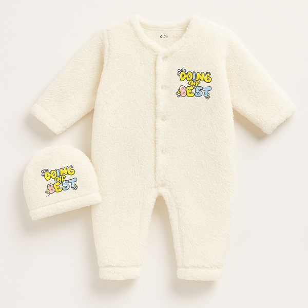 Fleece Baby Romper with Cap – 0–3 Months | Babify Store Pakistan