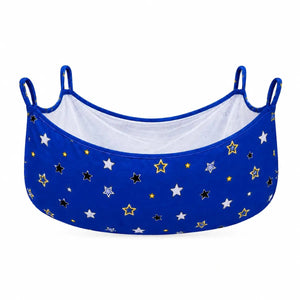 Blue star print baby cradle cover with mosquito net in Pakistan