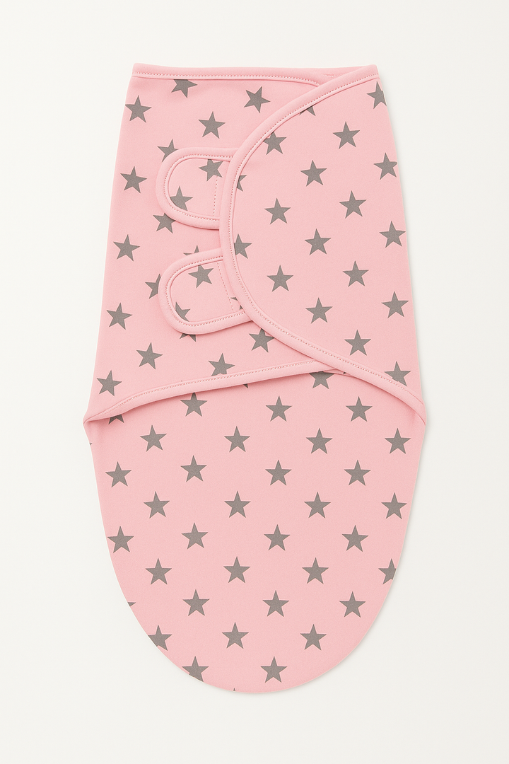 Pink baby swaddle wrap with star print for newborns
