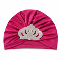 Baby Girl Dark Pink Turban Cap with Sparkling Crown