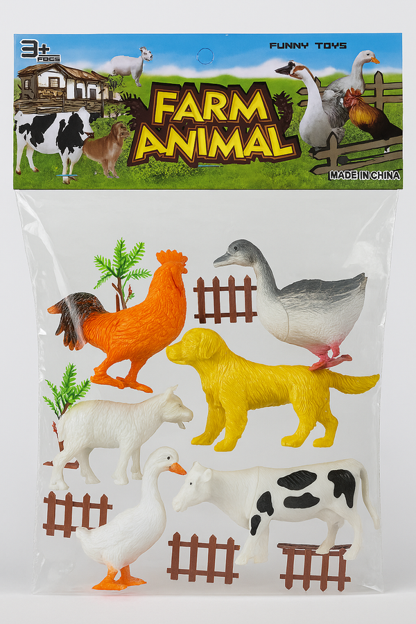 Pack of 6 Farm Animal Toy Set