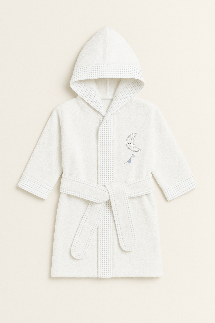 Kids hooded bathrobe for babies with soft fabric and tie belt