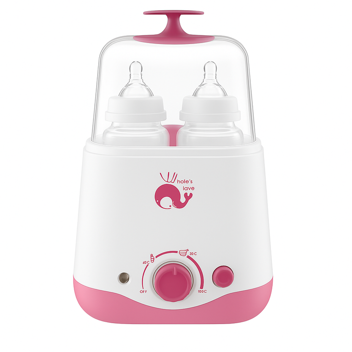 Bottle Warmer & Sterilizer with dual-bottle capacity, smart temperature control, and auto shut-off for safe and efficient heating.