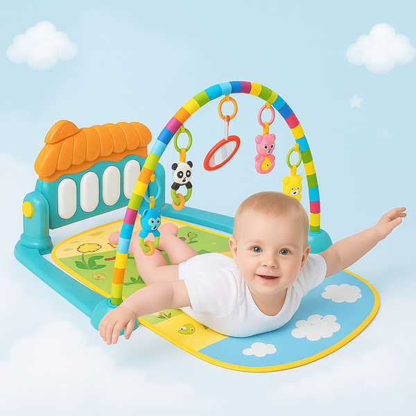 3-in-1 Baby Play Gym Piano Fitness Rack Mat for interactive play and development.