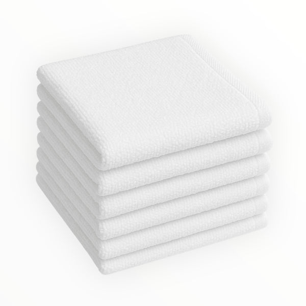 Pack of 6 Soft White Face Towels – 12x12 Inches