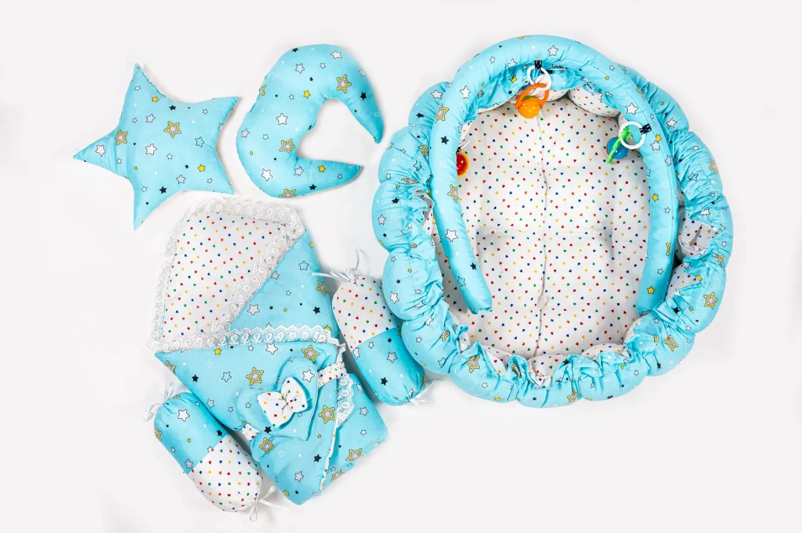 Blue Star Baby Snuggle Nest Bed Set with Carry Wrap and Pillows in Pakistan
