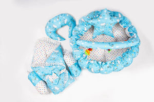 Blue Cloud Print Baby Snuggle Nest Bed Set with Accessories in Pakistan