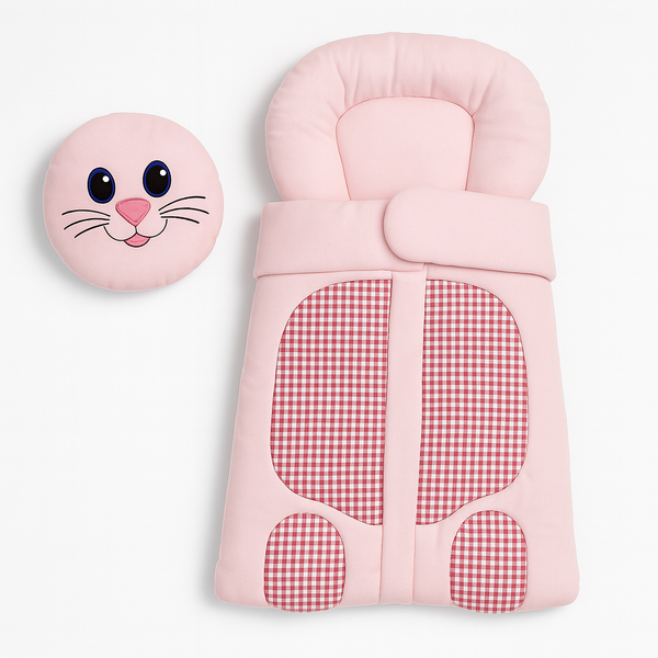 Baby Character Carry Nest with Pillow – Center Zip for 0-6 Months