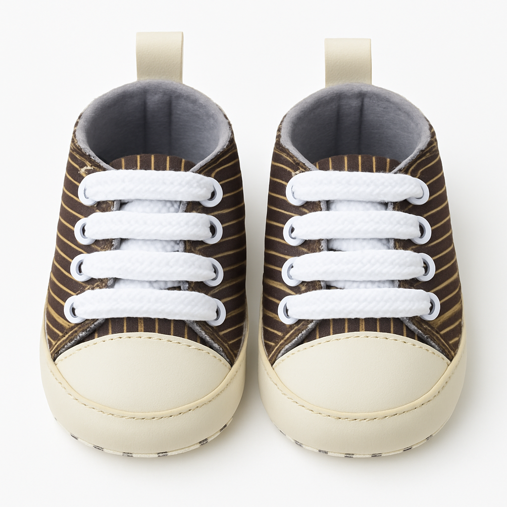Soft Sole Striped Baby Sneakers – High-Top Infant Shoes 0–12 Months in Pakistan