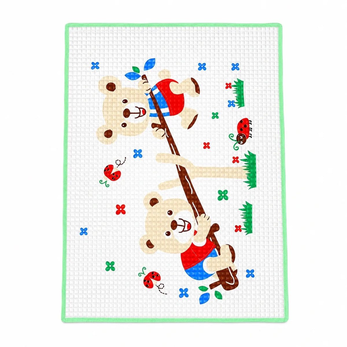 Green Air-Filled Waterproof Baby Changing Mat 60x90cm Bear Design Top View