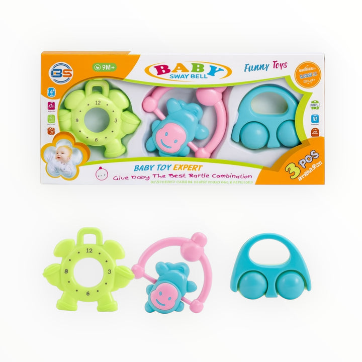 Baby rattle toys 3 pcs set colorful lightweight safe rattles for infants