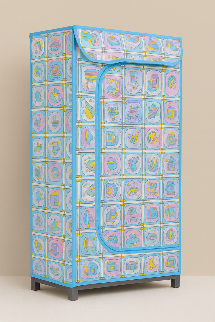 Kids Portable Wardrobe with 3 Shelves and Cartoon Zipper Cover – Buy Online in Pakistan