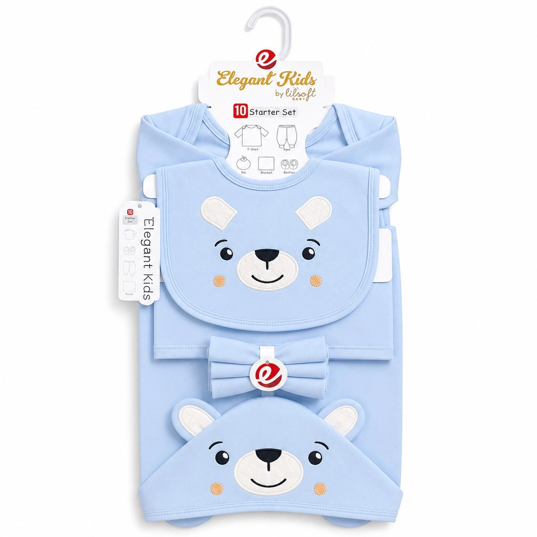 10 Pcs Baby Starter Set – 0-3 Months Cotton Summer Stuff