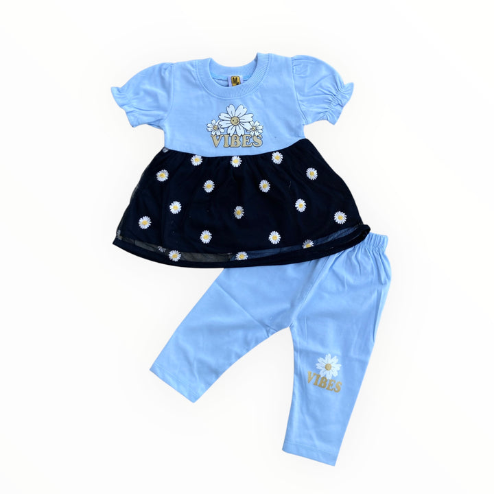 Baby soft cotton frock and pajama set, perfect for comfort and everyday wear.