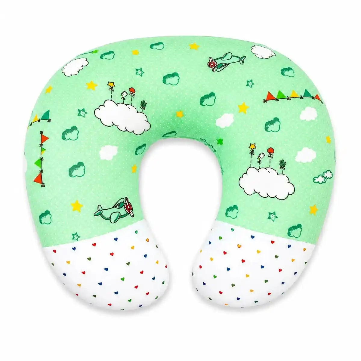 Baby nursing and feeding pillow mint green cloud print in Pakistan