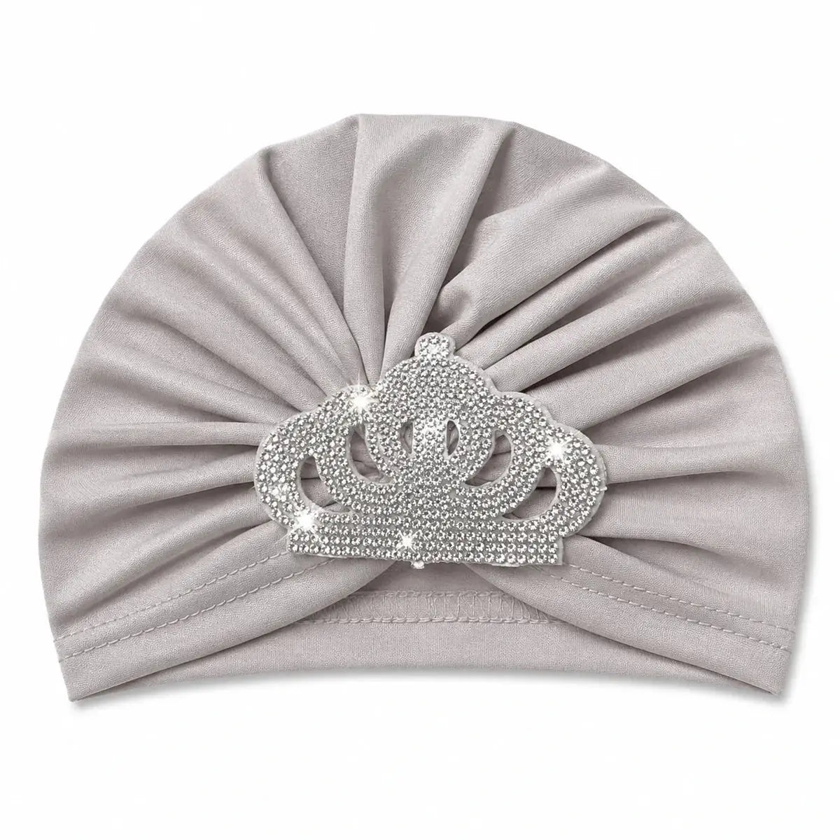 Baby Girl Grey Turban Cap with Sparkling Crown