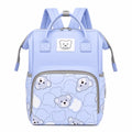 Light blue bear print baby diaper bag backpack front view