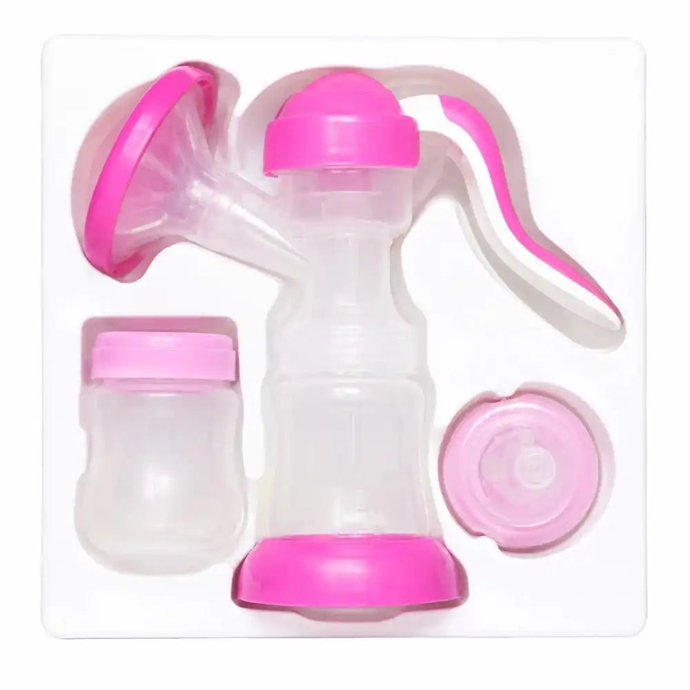 Manual breast pump set with feeding bottle and accessories pink in Pakistan