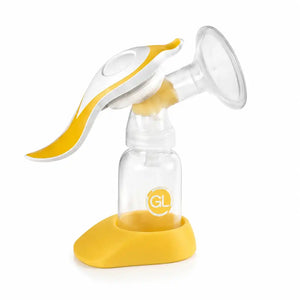 Manual breast pump with feeding bottle yellow in Pakistan