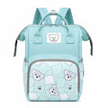Mint green bear print baby diaper bag backpack front view