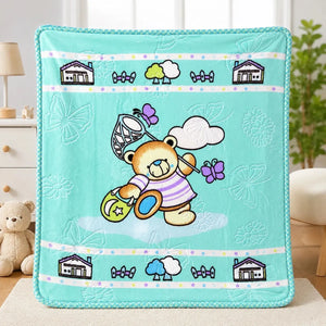 Mint Green Baby Blanket with Cute Bear Print in Pakistan