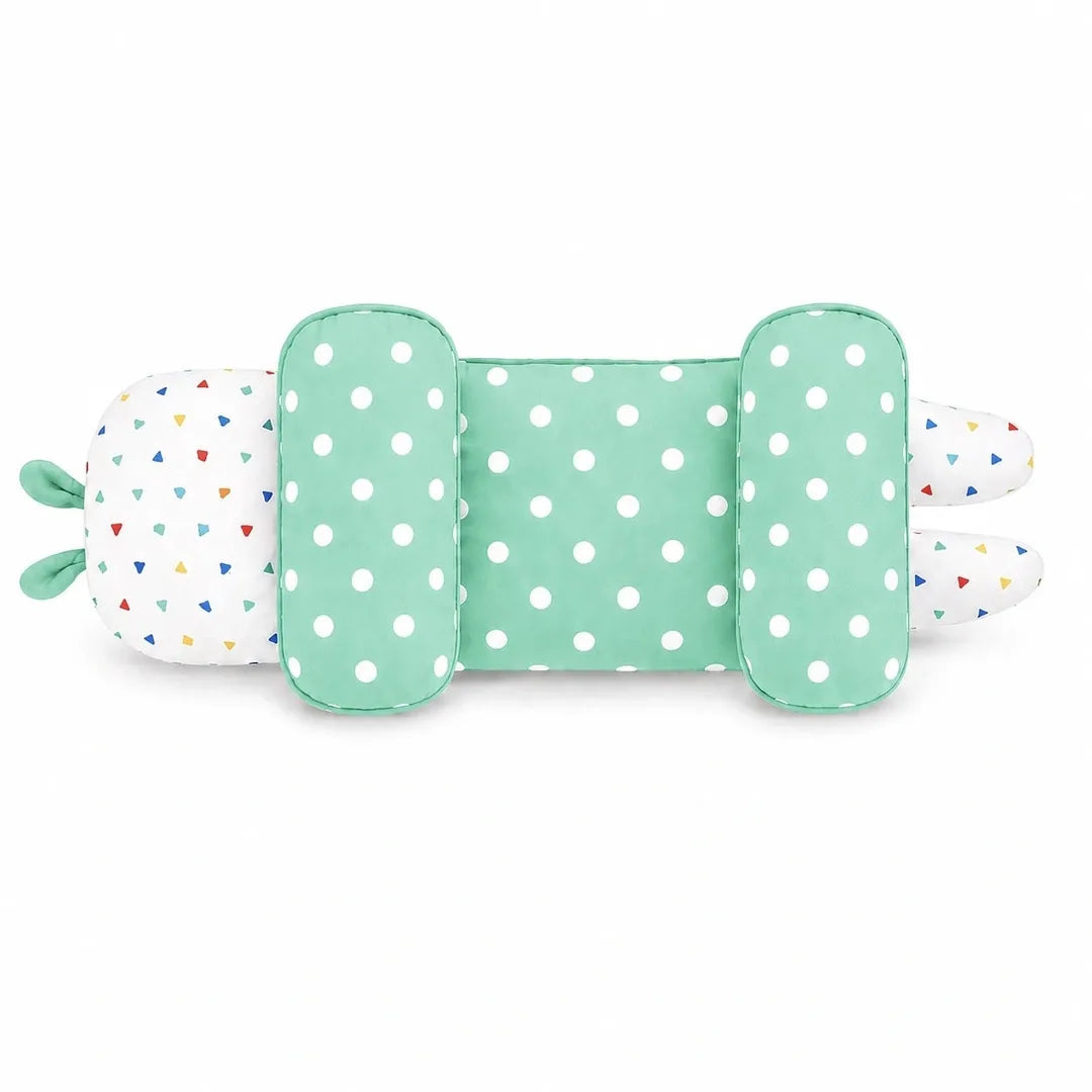 Mint green adjustable newborn head shape pillow with side support