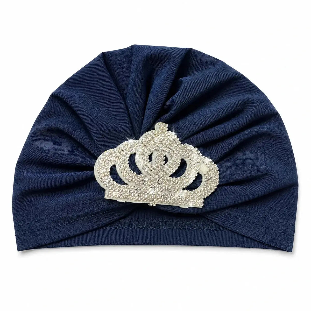 Baby Girl Navy Blue Turban Cap with Sparkling Crown