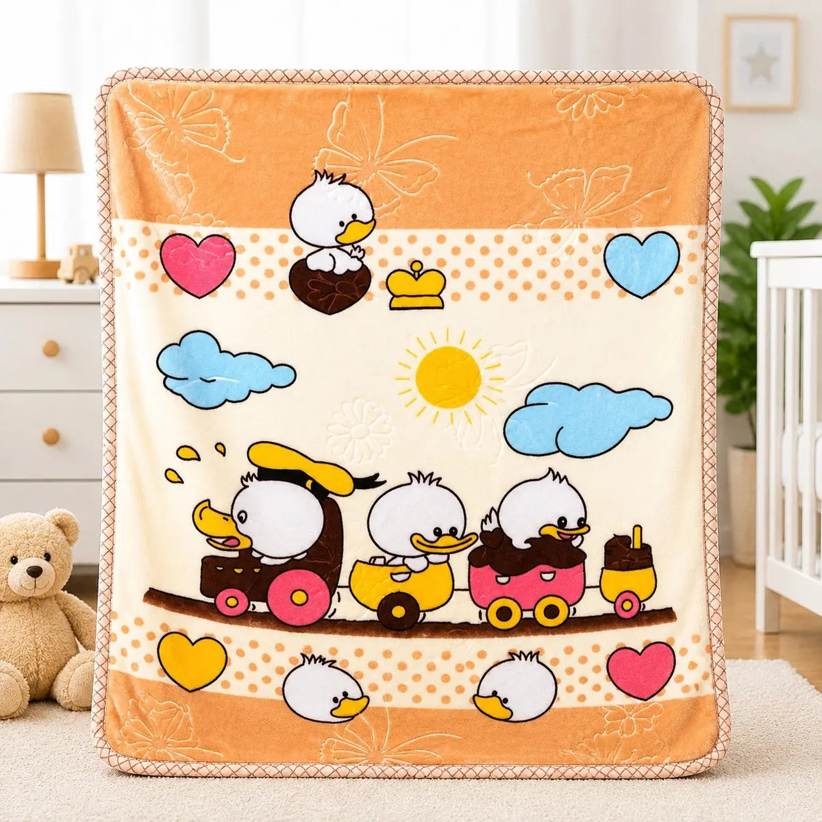 Baby Blanket with Cute Duck Train Print in Pakistan