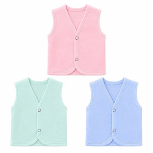 Baby sleeveless vest pack in pink mint green and blue in Pakistan