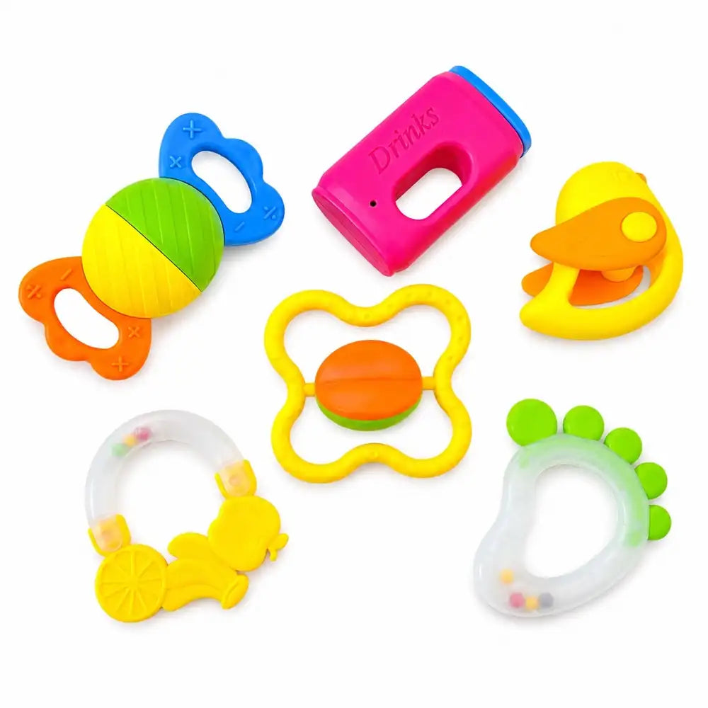 Colorful baby rattle and teether toys set in Pakistan