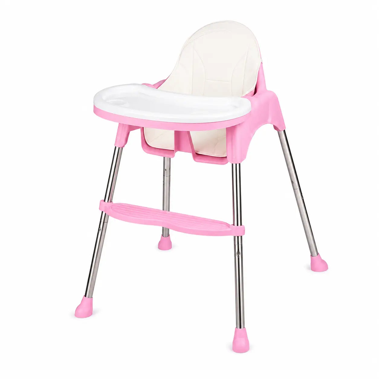 Pink 2 in 1 adjustable baby high chair with removable feeding tray