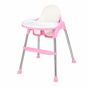 Pink 2 in 1 adjustable baby high chair with removable feeding tray