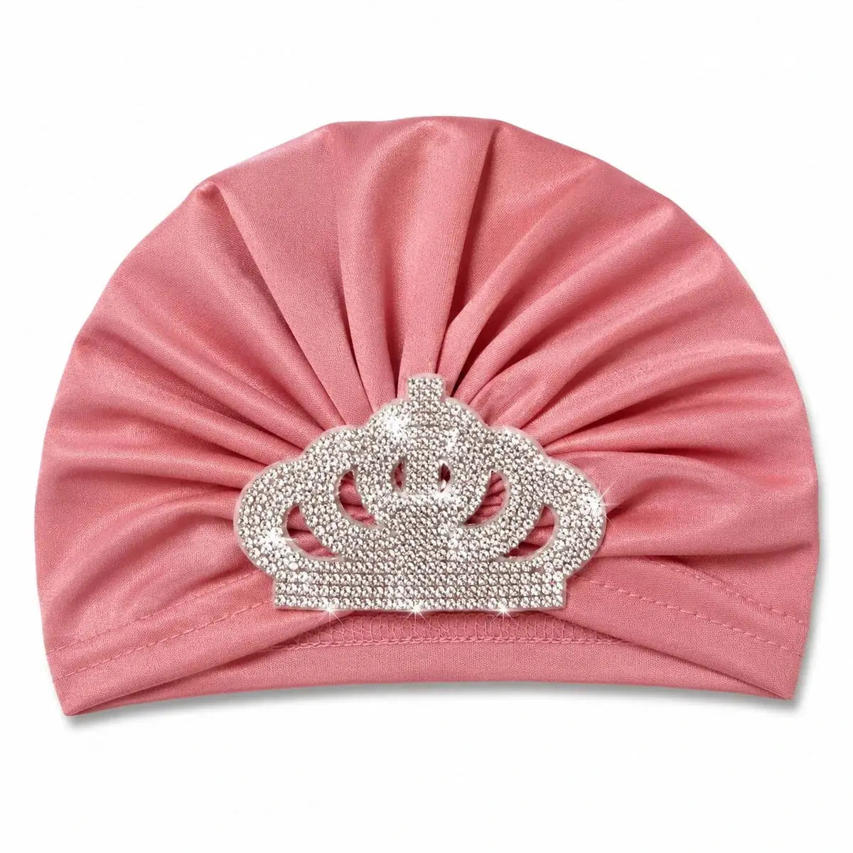 Baby Girl Pink Turban Cap with Sparkling Crown