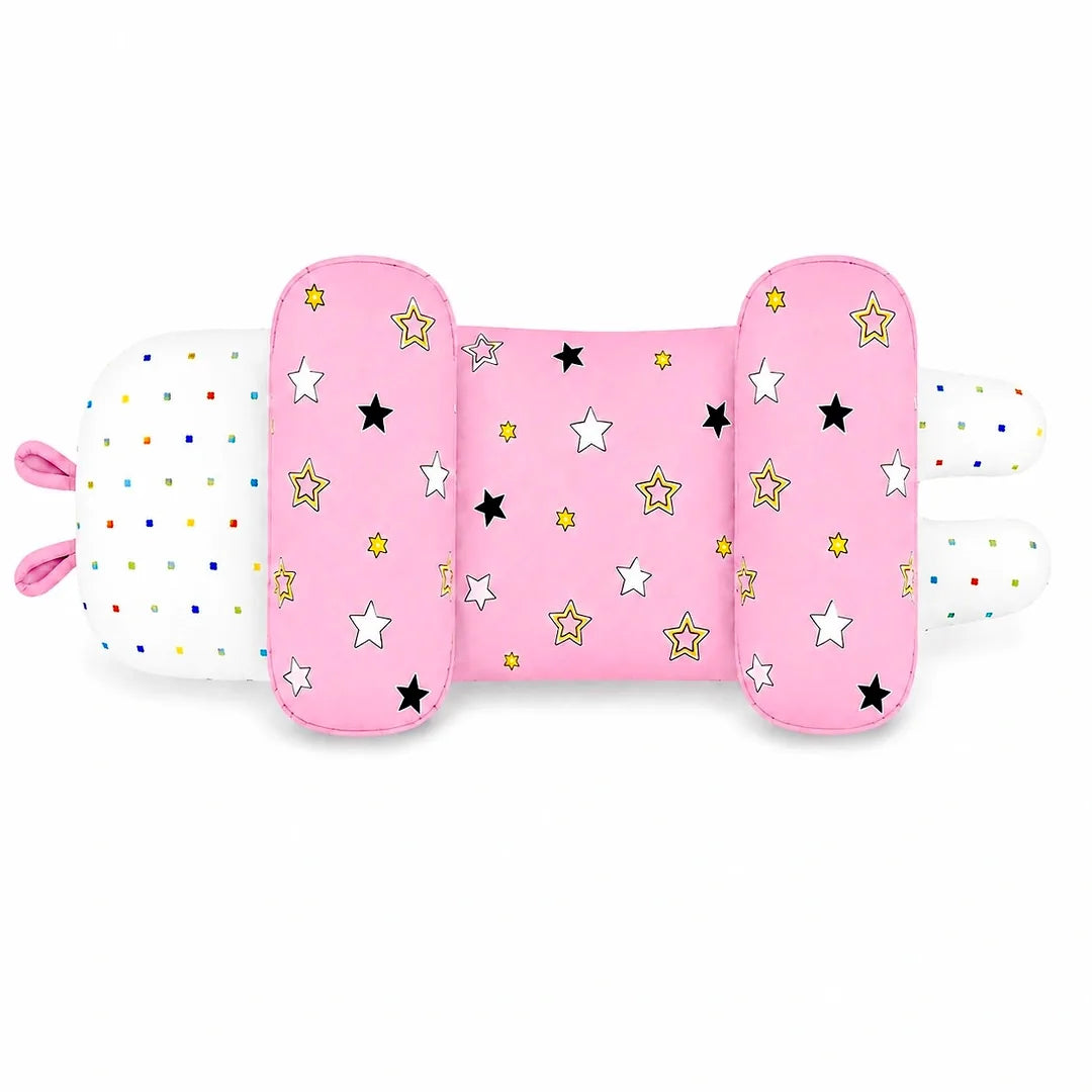 Pink adjustable baby head shape pillow for newborn in Pakistan