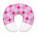 Pink baby nursing and feeding pillow with checkered heart print in Pakistan