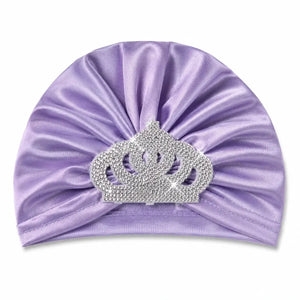 Baby Girl Lavender Turban Cap with Sparkling Crown