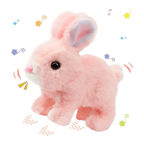 Adorable rabbit walking toy with sounds, perfect for kids. Soft, interactive, and fun for imaginative play. Ideal for toddlers and young children.