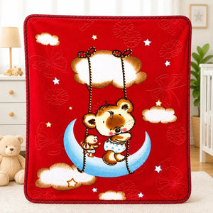 Red Baby Blanket with Cute Bear Moon Print in Pakistan