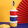 Revolving baby milk powder container made from BPA-free material, designed to keep milk powder safe from germs and bacteria. Easy to use and portable.