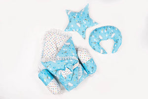 Blue Cloud Print Baby Snuggle Nest Bed Set with Pillows in Pakistan