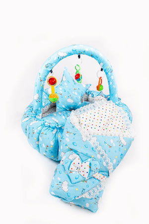 Blue Cloud Print Baby Snuggle Nest Bed Set in Pakistan
