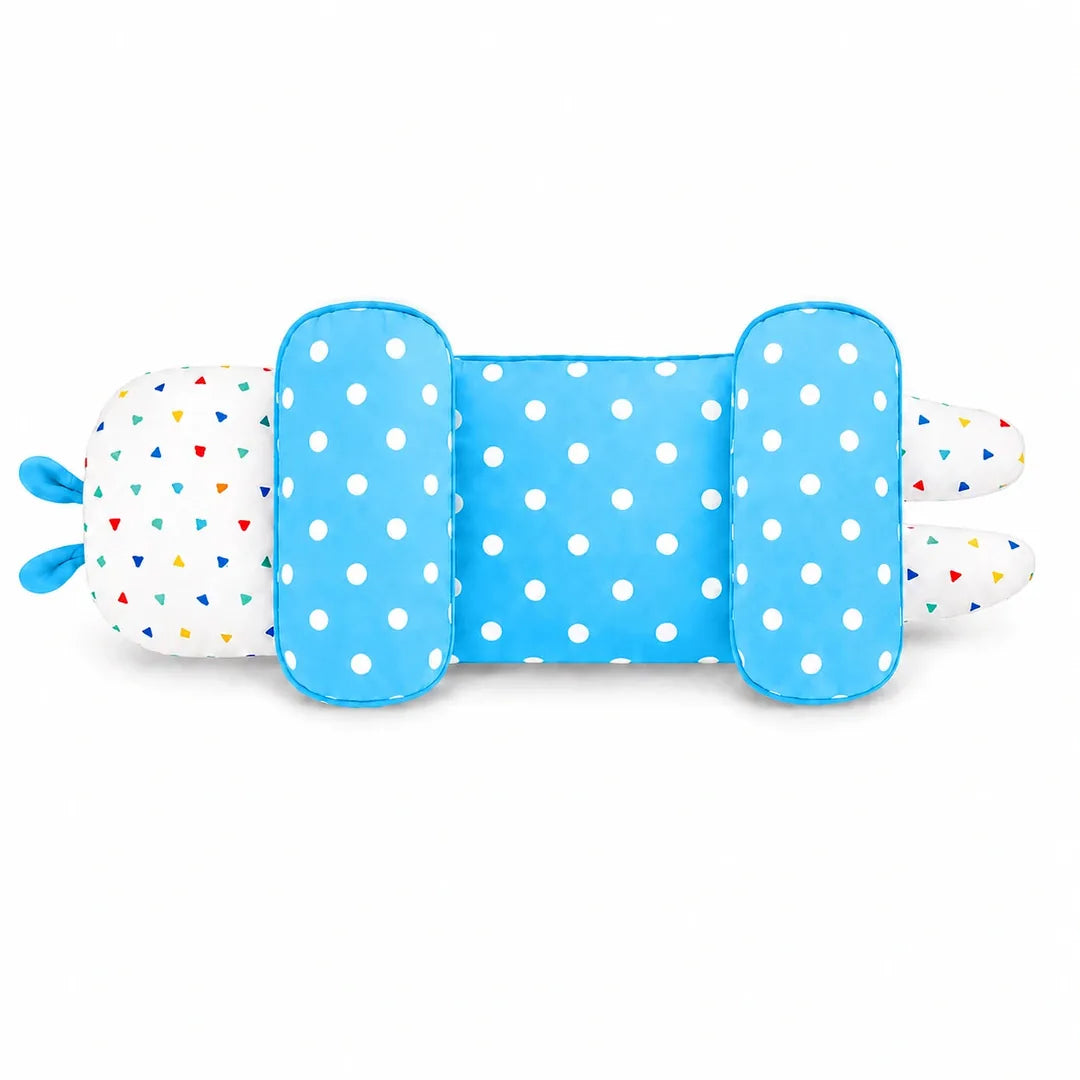 Sky blue polka dot adjustable baby head shape pillow