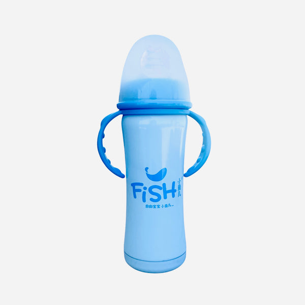 A 240ml stainless steel insulated baby feeder designed to keep milk warm for hours. No boiling needed, safe, durable, and perfect for hassle-free feeding.
