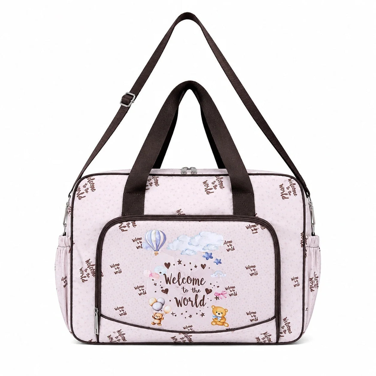 Brown Welcome to the World Baby Diaper Bag