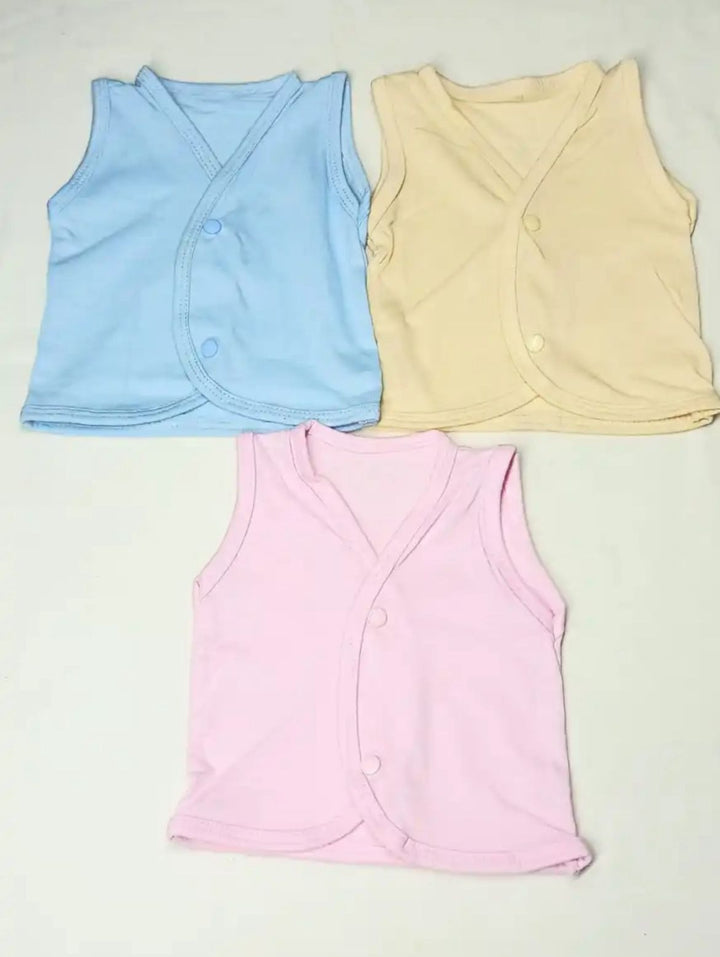 Soft and breathable cotton inner vests for babies – Pack of 3, multicolor.