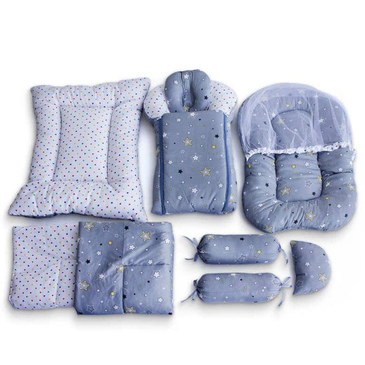 8-Piece Baby Carry Nest & Bedding Set with Mosquito Protection – Soft Cozy Newborn Sleeping Set in Pakistan