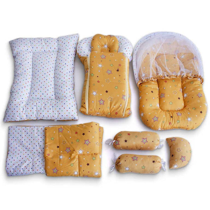 8-Piece Baby Carry Nest & Bedding Set with Mosquito Protection – Soft Cozy Newborn Sleeping Set in Pakistan