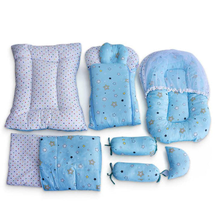 8-Piece Baby Carry Nest & Bedding Set with Mosquito Protection – Soft Cozy Newborn Sleeping Set in Pakistan